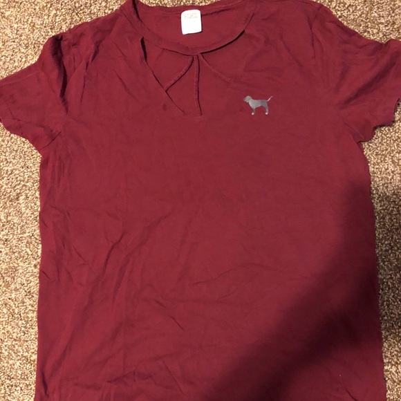 PINK Victoria's Secret Tops - Maroon VS PINK tee size large